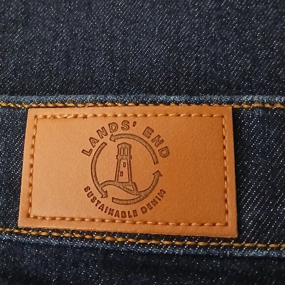 Lands End Jeans Size 14 Recover Wide Leg High Rise Dark Blue Denim Stretch - Picture 8 of 11